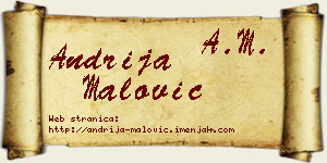 Andrija Malović vizit kartica